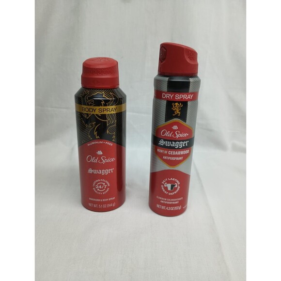 Lot Of 2 Old Spice Swagger Antiperspirant & Body Spray 5.1 & 4.3 Oz Whole Body - Picture 1 of 5